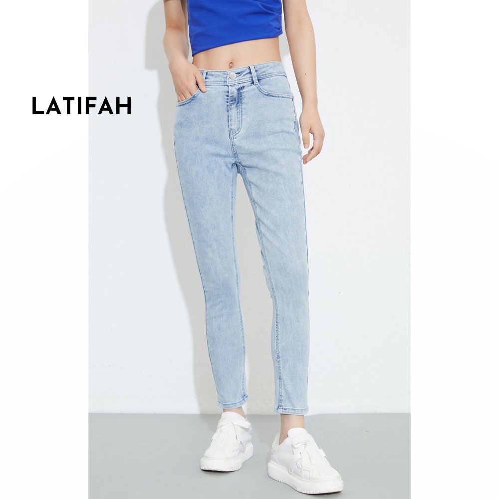 Quần dài jeans nữ co giãn LATIFAH cạp thường trơn màu xanh trắng cá tính QD024 phong cách hàn quốc spe
