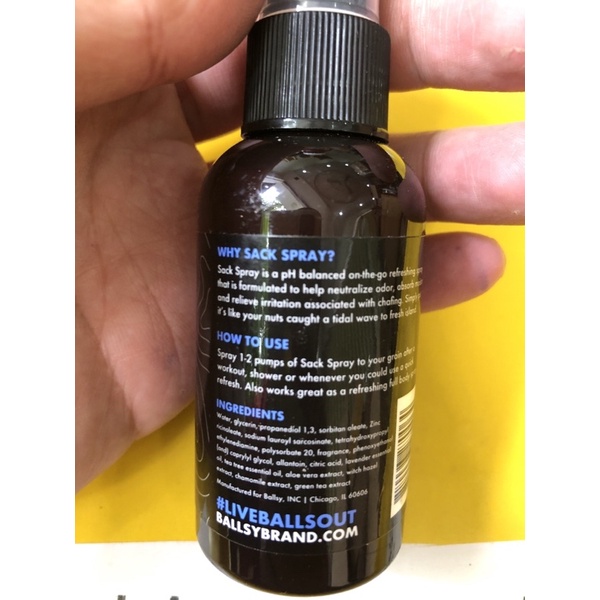 Ballsy Sack Spray (2oz) - Chất khử mùi tự nhiên dành cho nam - Xịt bóng dành cho nam để trung hòa mùi và kích ứng da với