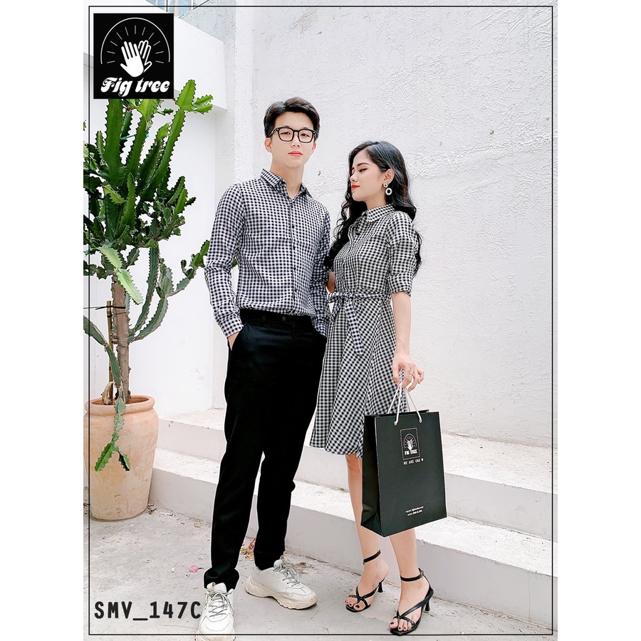 Áo Gia Đình Caro Đen Trắng Fig Tree Mã 147C ( Hàng Thiết Kế Kèm Cận Cảnh)