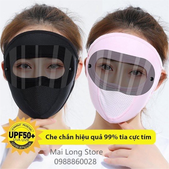 Khẩu trang mặt nạ ninja có kính chống nắng vải thun lạnh thoáng mát hè 2021