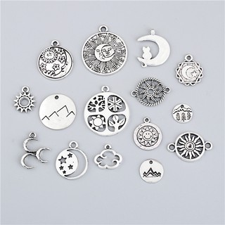 10 Chiếc Cổ Sliver Tròn Nhìn Ban Đêm Quyến Rũ Mặt Trời Sao Trăng Mây Thiên Nhiên Mặt Dây Chuyền Làm DIY Phụ Kiện Thủ Công