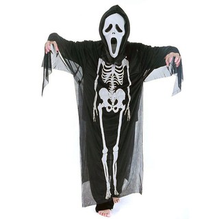 Bộ hóa trang ma Halloween áo  hình khung xương kèm mặt nạ, có móng vuốt hoặc tay xương