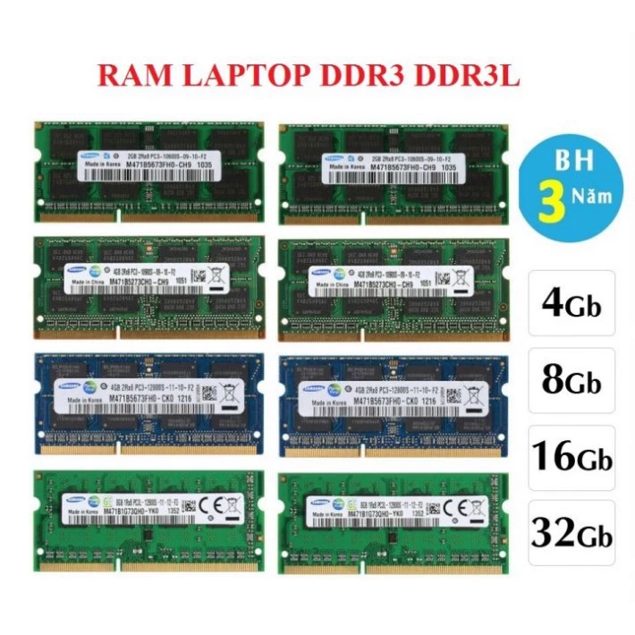 Ram Laptop DDR3 DDR3L 2GB Ram dành cho laptop - Bảo hành 3 Năm