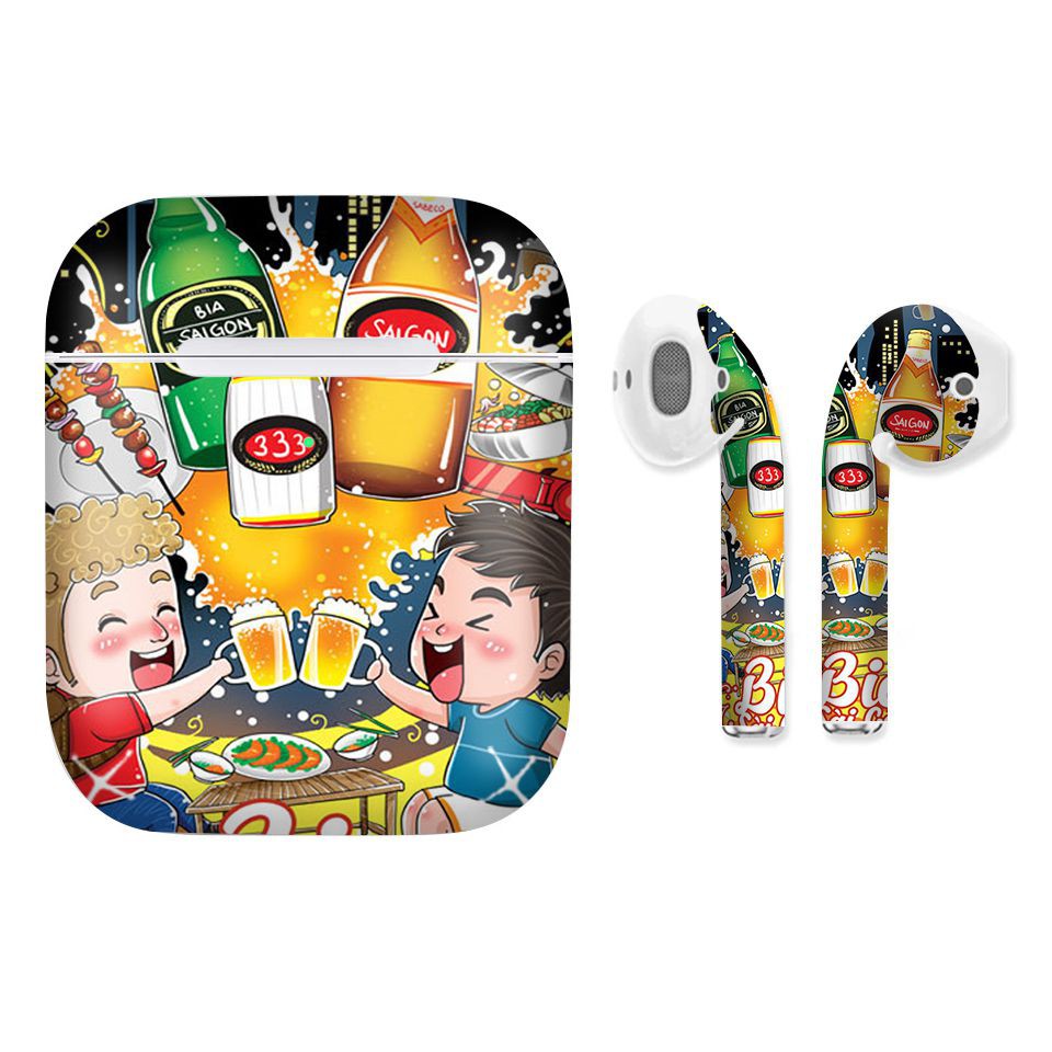 Miếng dán skin cho AirPods in hình Bia Sài Gòn - Chib003 (AirPods 1, 2, 3, Pro, i12)