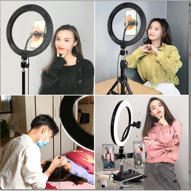 Đèn Livestream size 26 30 36 45 cm và chân 2m1 Hỗ Trợ Chụp Ảnh Make up Trang Điểm nhiều Chế Độ Sáng