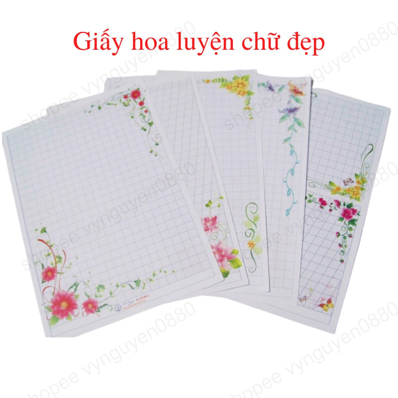 Xấp 50 tờ giấy hoa luyện chữ đẹp, vẽ trang trí | Shopee Việt Nam