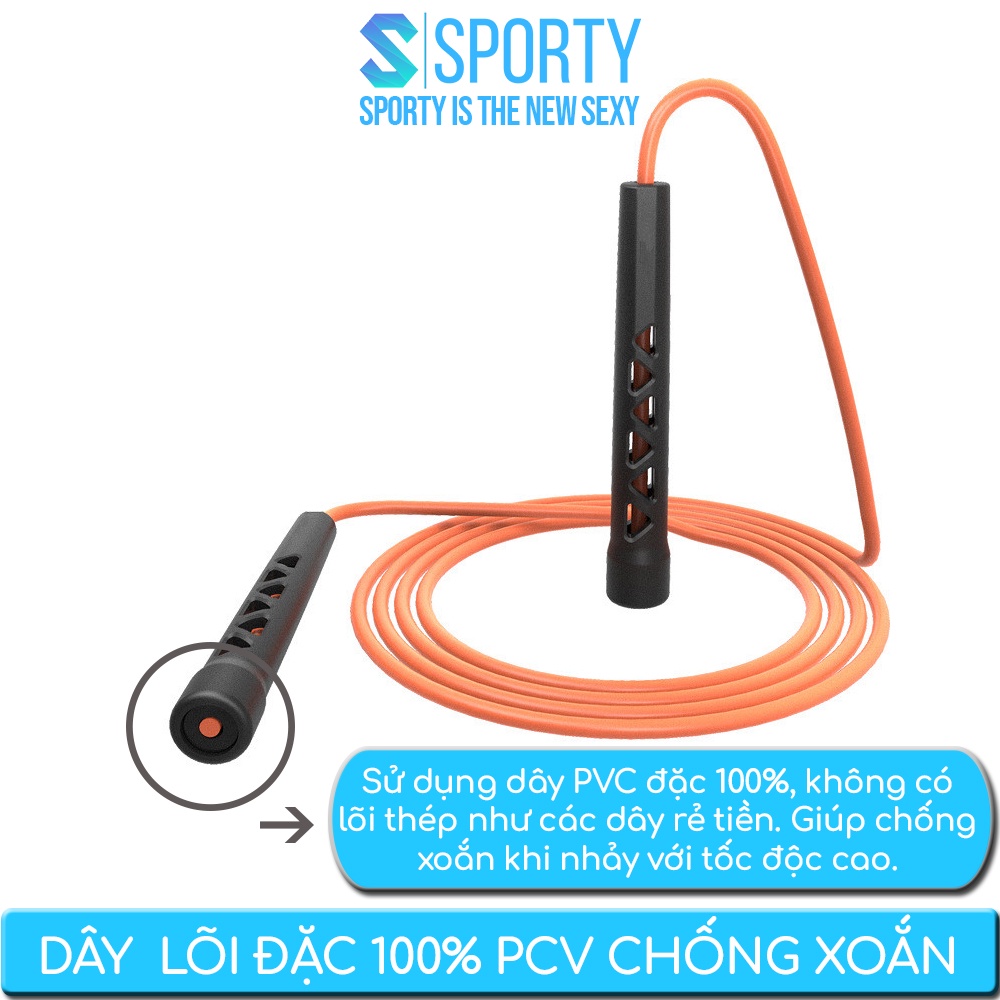 Dây nhảy tốc độ WARRIOR SPORTY, hỗ trợ tập thể lực, thể dục, giảm cân có thể điều chỉnh độ dài
