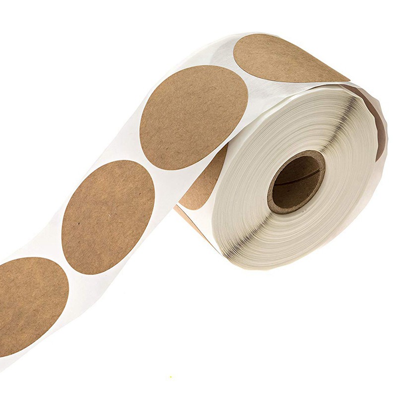 Nhãn dán Kraft 1 inch / 500 nhãn mỗi cuộn / Keo dán vĩnh viễn