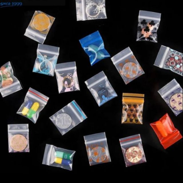 100 chiếc túi zip mini nhỏ hình họa tiết, dày đẹp, nhiều size từ 1.8x2 ...