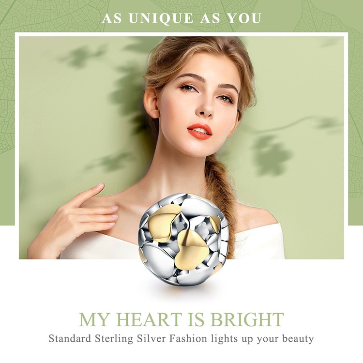 Hạt charm BAMOER SCC537 bạc 925 họa tiết trái tim trang trí trang sức