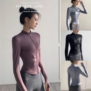 Áo khoác tập gym cao cấp dài tay nữ tay xỏ kéo khoá viền (có sẵn)
