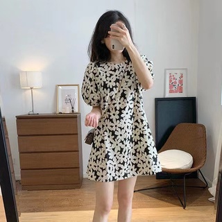 Đầm Chữ a Tay Phồng Dáng Rộng In Họa Tiết Thời Trang Mùa Hè Dành Cho Nữ