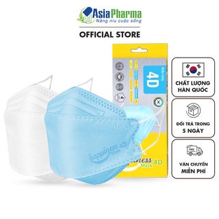 [2 HỘP] Khẩu trang y tế 4 lớp Happiness 4D Asia Pharma kháng khuẩn cao cấp Hàn Quốc - Hộp 10 cái