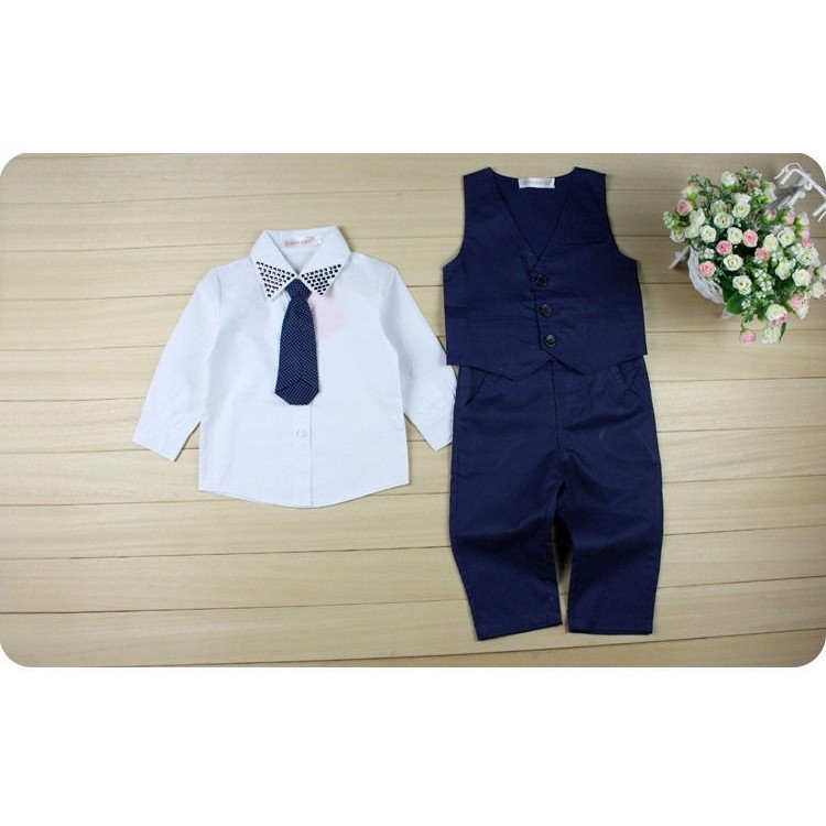Mới Bé Trẻ Em Bé Trai Tuxedo Phù Hợp Với Áo Sơ Mi Áo Thắt Lưng Quần Trang Phục Trang Phục Trang Phục Quần Áo