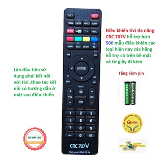 Điều khiển tivi đa năng CRC707V có thể sử dụng tương thích với hơn 500 mã tivi hiện nay