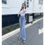 Quần Jeans Loe màu xanh Rách Xước Nhẹ Lưng Cao Tôn Dáng Shop YuRi