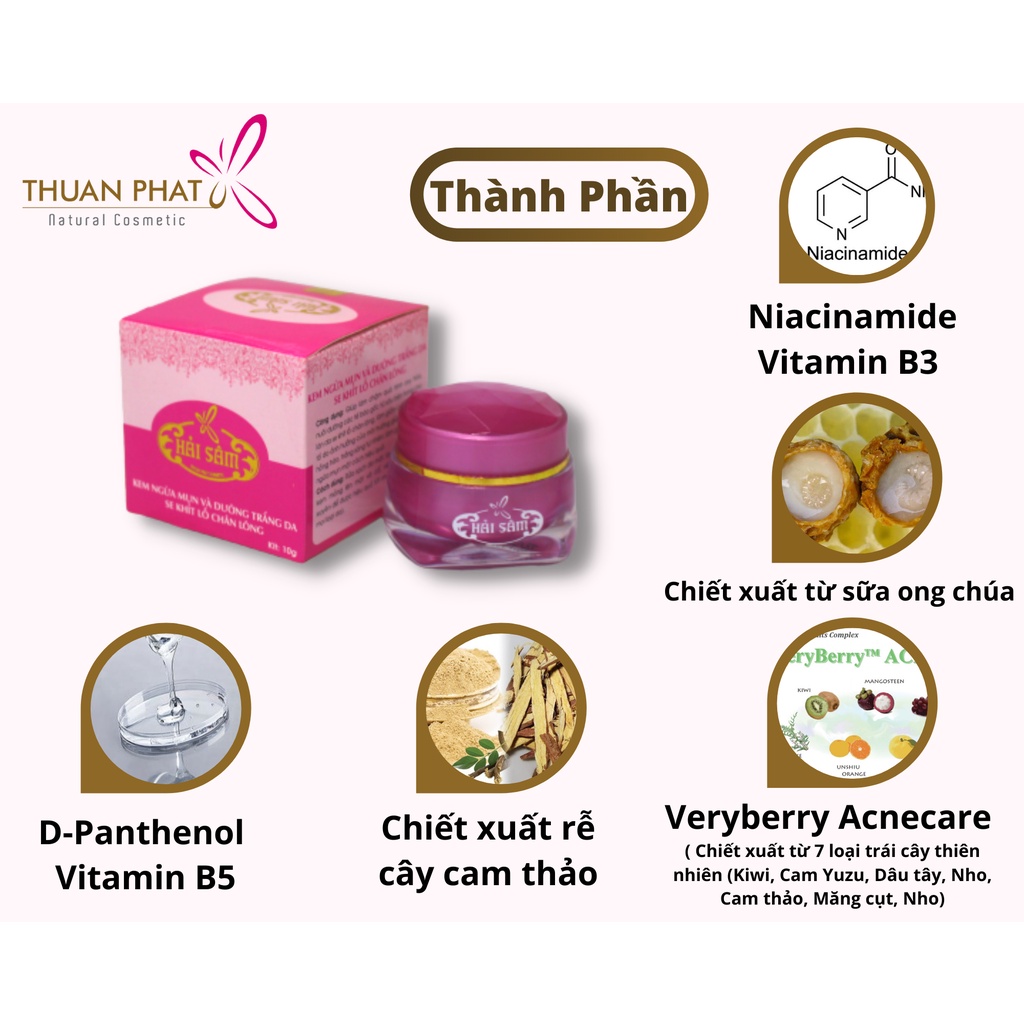 Kem Ngừa Mụn Dưỡng Trắng Da Se Khít Lỗ Chân Lông THUANPHAT Natural Cosmetic