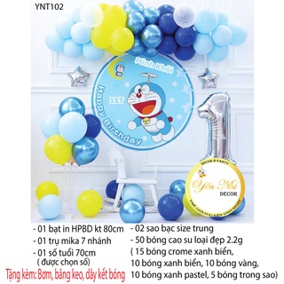 Set bóng trang trí sinh nhật cho bé trai, sét bóng sinh nhật chủ đề doremon siêu đẹp, YẾN NHI SHOP