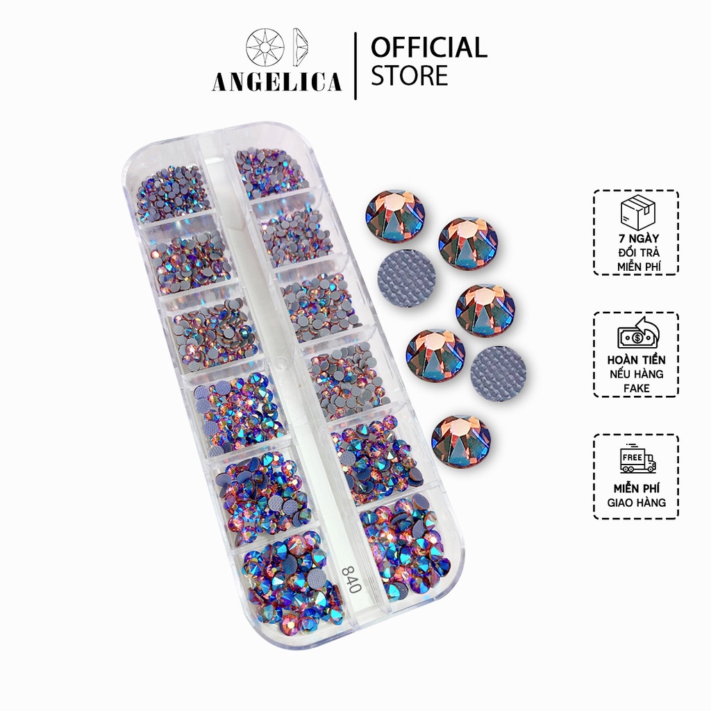Đá Chân Lưới 16 Khía Nail Light Amethyst AB Đính Móng ANGELICA 840