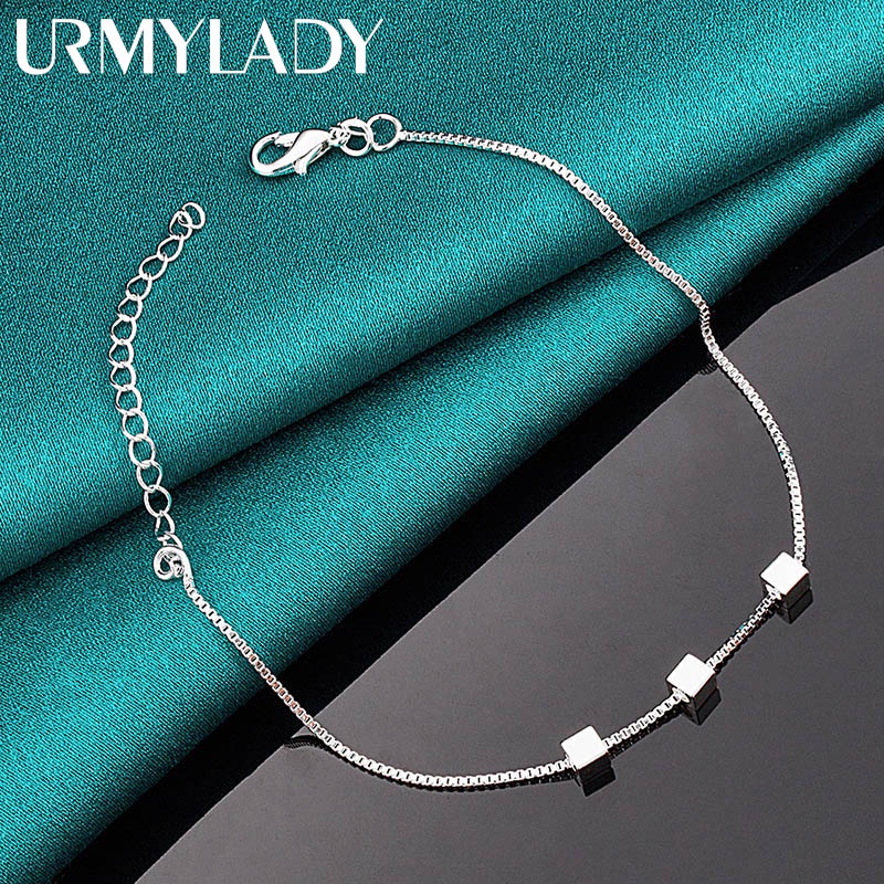 Dây Chuyền Và Vòng Tay Bạc 925 Mặt Vuông 4mm Cho Cô Dâu - Trang Sắc Tiệc