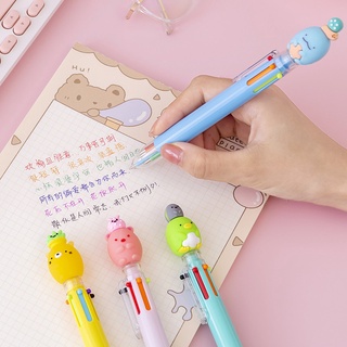 3 Bút Bi Bấm 6 Ngòi Kèm Đầu Thú Mập Mọc Đồ - Thỏ Hồng VPP