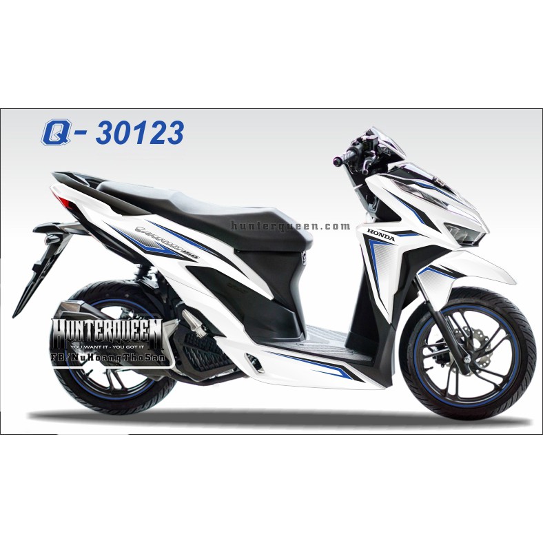 Tem rời Vario 2018. Chỉ xanh GP, xe trắng. Thay đổi màu sắc và chi tiết theo yêu cầu. Sắc nét, bền màu