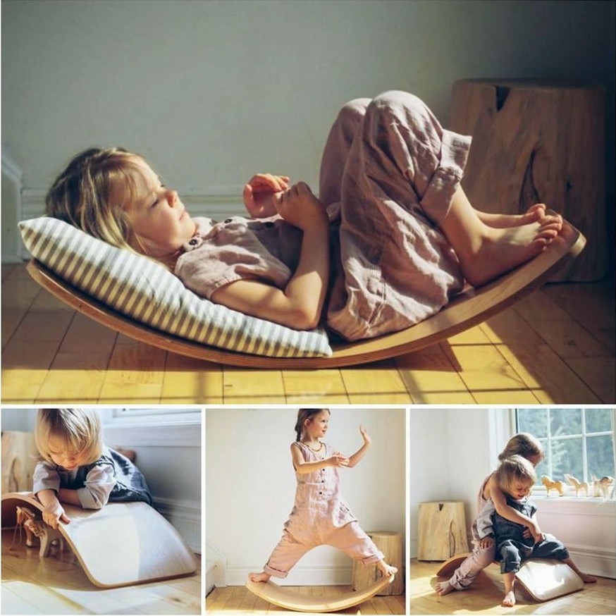 Ảnh Ván bập bênh, Ván thăng bằng, Đồ Chơi Montessori cho bé - Gỗ Uốn Cong PlyConcept Joy Balance Board 4
