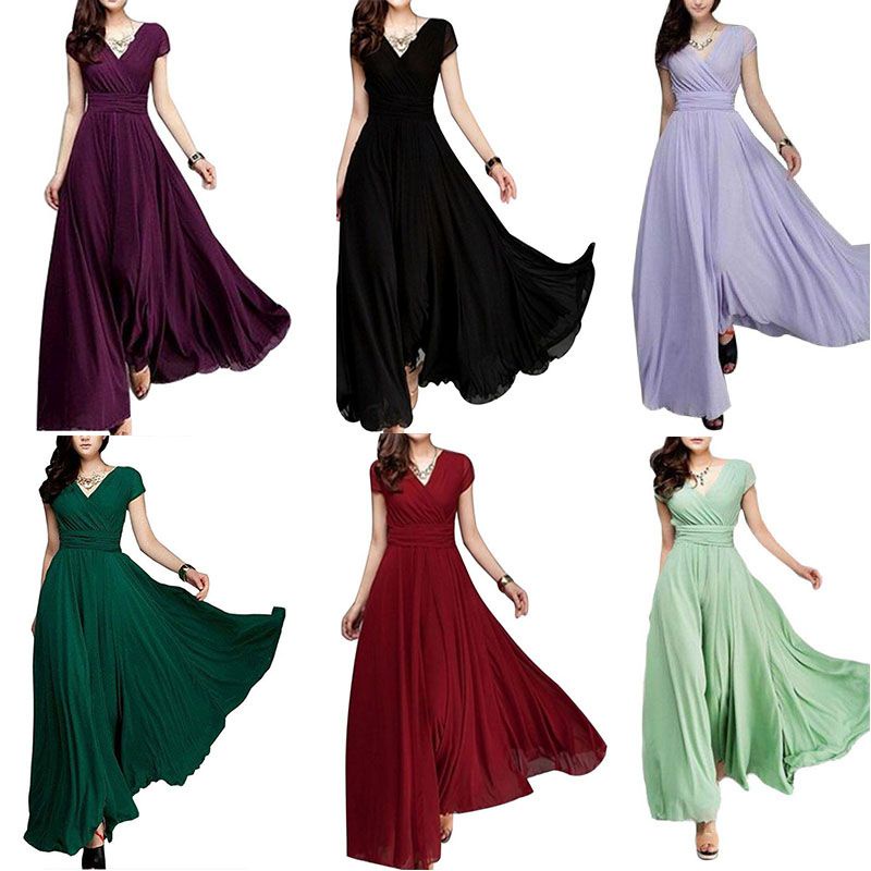Phụ Nữ Dài Đa Năng Trang Trọng Dạ Hội Dự Tiệc Phù Dâu Voan Bóng Choàng Cocktail Đầm Màu Sắc Nhiều Trong