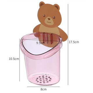 Cốc Dán Tường Nhà Tắm Hình Gấu Nâu Dễ Thương - Cốc Đựng Bàn Chải Đánh Răng Nhựa Dầy Bền Đẹp Hàng Cao Cấp GC02