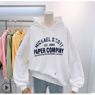 ÁO HOODIE NỮ HỌA TIẾT FORM RỘNG DÀI 2 MÀU VÀNG TRẮNG