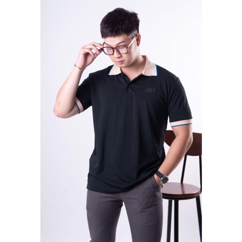 Áo Phông Polo Nam Cộc Tay Cao Cấp Màu Đen In Chữ ART Form Rộng
