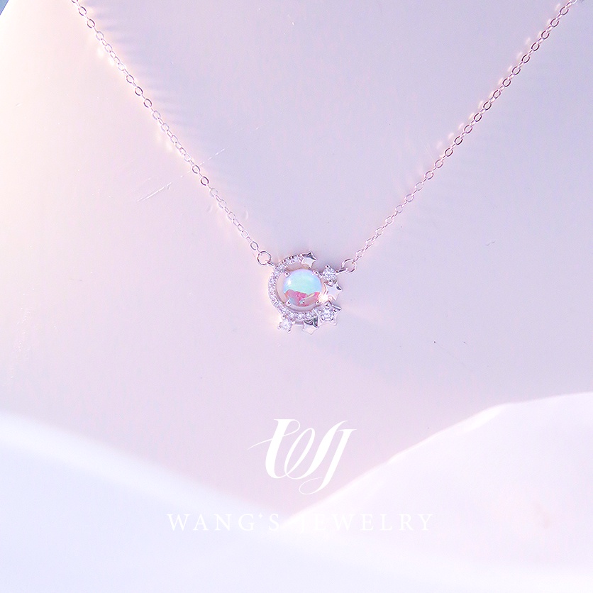 [Set 2 ]Bộ Vòng cổ Bằng Bạc Sterling Mặt Trăng Khuyết Lấp Lánh Phong Cách Mới Nhất Dành Cho Gia Đình