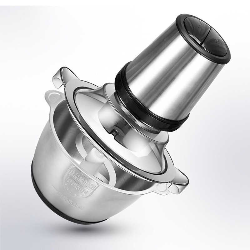 Máy Xay Thịt, Máy Xay Đa Năng Cối 2L inox Cầm Tay 2 Chế Độ 4 Lưỡi Dao Siêu Bền
