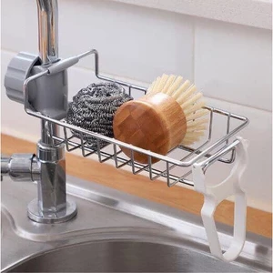 Giá treo vòi đựng đồ - Kệ gắn vòi inox đựng giẻ rửa bát