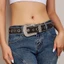 YOI Punk Kim Cương Giả Khóa Thắt Lưng Người Phụ Nữ Đầu Máy Full Kim Sa Lấp Lánh Thắt Lưng Tây Bò Cô Gái Y2K Thắt Lưng Cho Quần Jean Nam