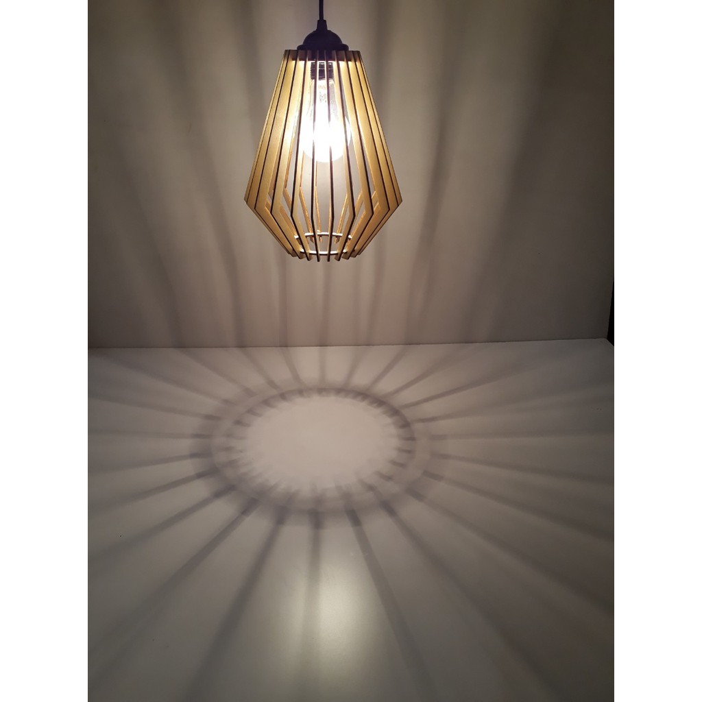 Đèn Gỗ DIY 058 thả trần trang trí