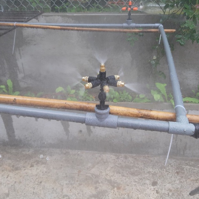 5 Béc Phun Sương 7 Hướng Đầu Đồng - Kèm Ren Nối Ống 21mm kèm Van Chống Rỉ- Béc Tưới Cây, Tưới Nhà Lưới