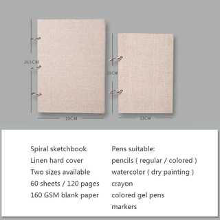Sổ tay bìa vải lanh cứng 120 trang 160 gsm hai kích thước tùy chọn (có bán lẻ trang giấy)