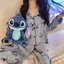 Bộ Đồ Ngủ Tay Dài In Hình Stitch Hoạt Hình Dễ Thương Ngọt Ngào Thời Trang Xuân Thu Mặc Ở Nhà
