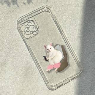 Ốp iphone - Ốp lưng iphone trong suốt cạnh vuông bảo vệ camera mèo hài hước dành cho ip 6 đến 16promax - u009
