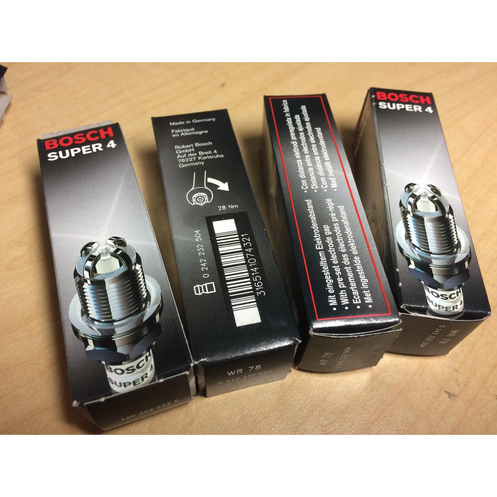 Bugi BOSCH SUPER 4 SPARK PLUG WR78X cho Toyota Corolla, Hilux, Revo ...
