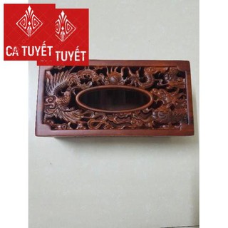 Hộp đựng giấy ăn gỗ hương cao cấp Long Phụng