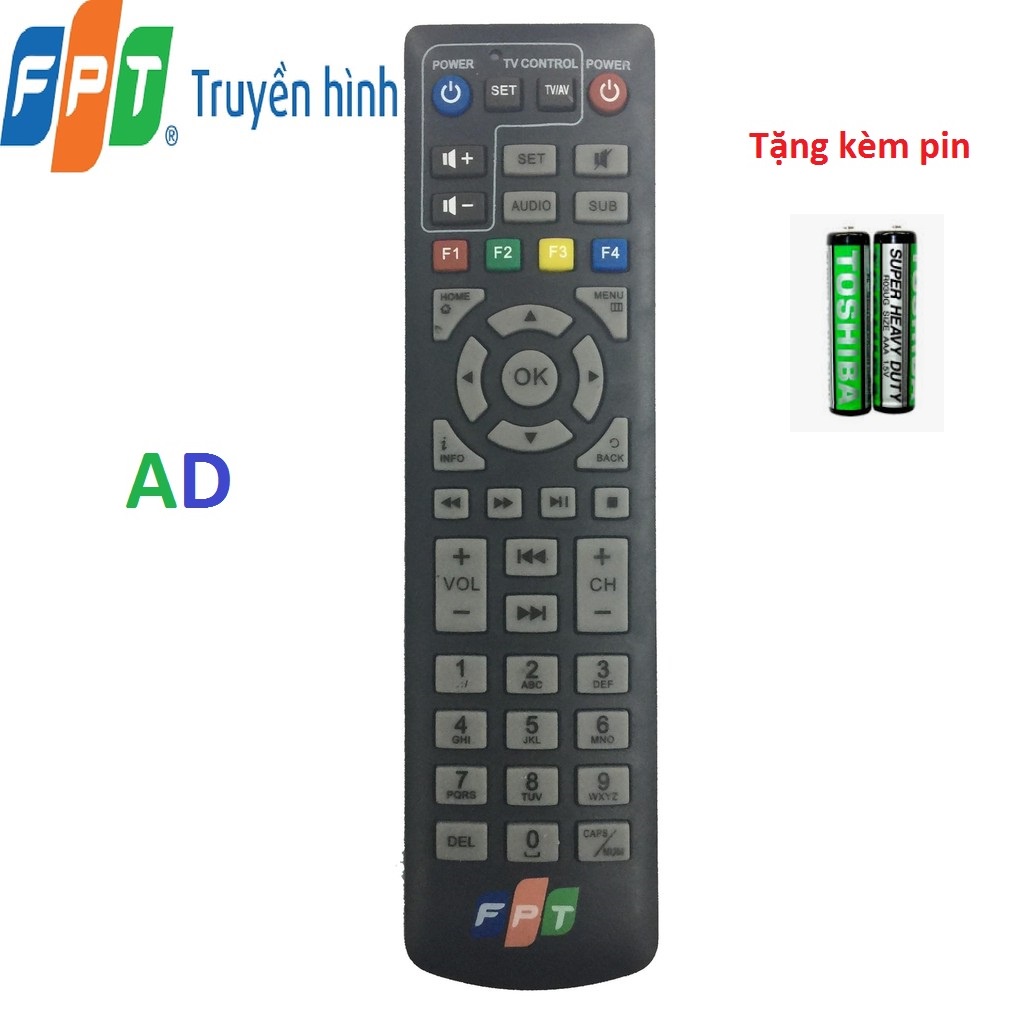 Điều khiển đầu box FPT loại tốt -Tặng kèm pin - Remote từ xa đầu mạng FPT hàng chính hãng