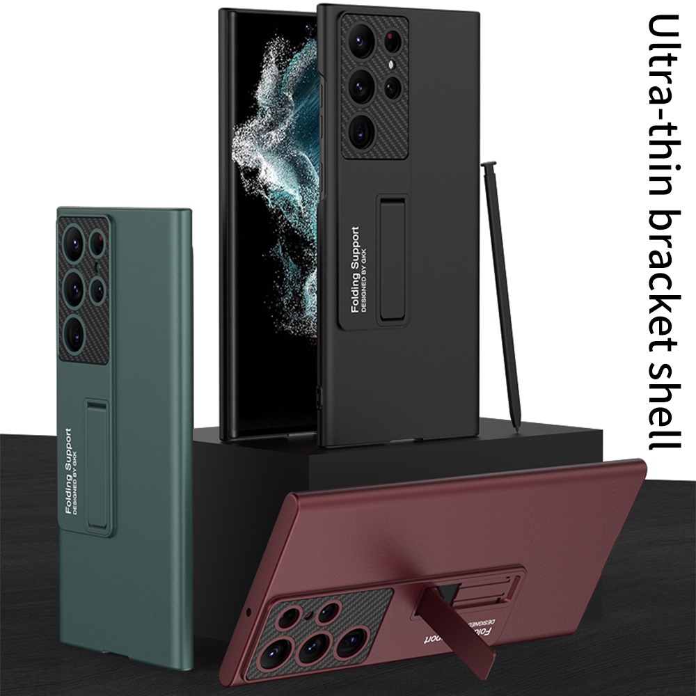 Dành Cho Samsung Galaxy S22 Ultra S24 S22 Plus S23 Ultra Ốp Lưng Từ Chân Đế Bằng Sợi Carbon Cứng Bảo Vệ Camera Vỏ Điện Thoại S21 Ốp Lưng Chống Sốc