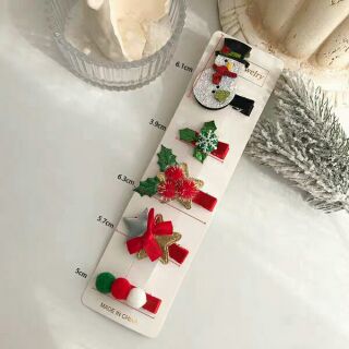Vỉ 5 chiếc kẹp tóc cho mùa giáng sinh (hàng sẵn Noel)