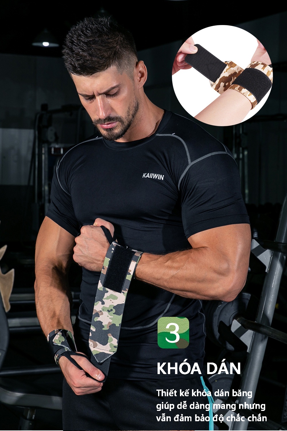 Mô tả Băng Quấn Bảo Vệ Cổ Tay Hàng Chính Hãng Băng Quấn Thể Thao Tập Gym Chất Liệu Polyester Chắc Chắn Cleacco Camo Boro Sport - 5