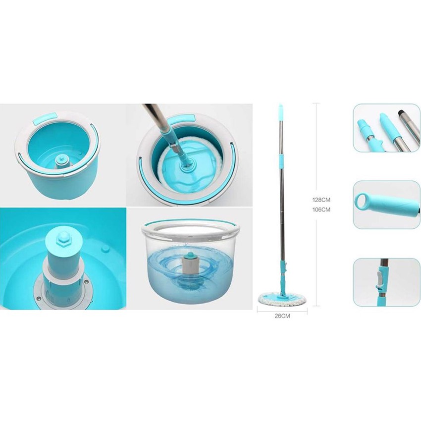 Bộ cây lau nhà xoay tay LocknLock corner spin mop ETM494 xanh dương - K-MALL