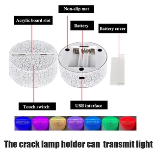 GC9 3D Đèn Ngủ Đèn Đế Đèn Giá Đỡ Từ Xa Phòng Ngủ Led USB Chiếu Sáng 7 Màu Trang Trí Nhà Quà Tặng CG9