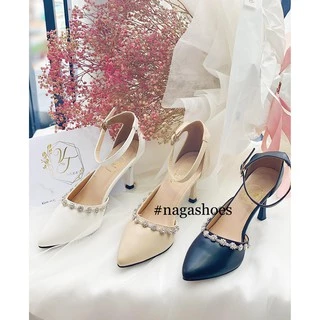 GIÀY CAO GÓT NAGASHOES VIỀN ĐÁ HỌA TIẾT 7CM NAC165