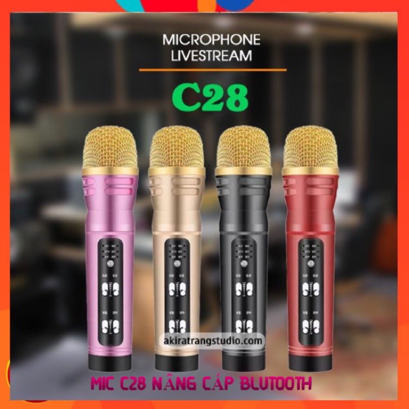 MIC C28 BLUTOOTH MIC THU ÂM CAO CẤP HÁT LIVESTREAM KARAOKE CÓ CHẾ ĐỘ